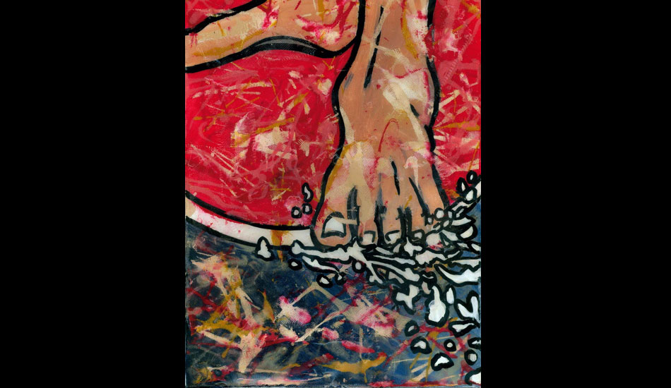 This painting is titled "Surfer Toes." I like how you can really see the fiberglass cloth coming through the colors and creating texture in this one.