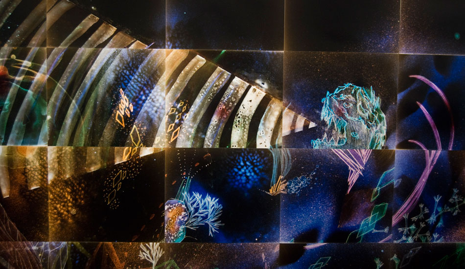 The cosmic details of transmission. "My work is a form of utopia where everything connects to one another and everything is recycled," says Nguyen.