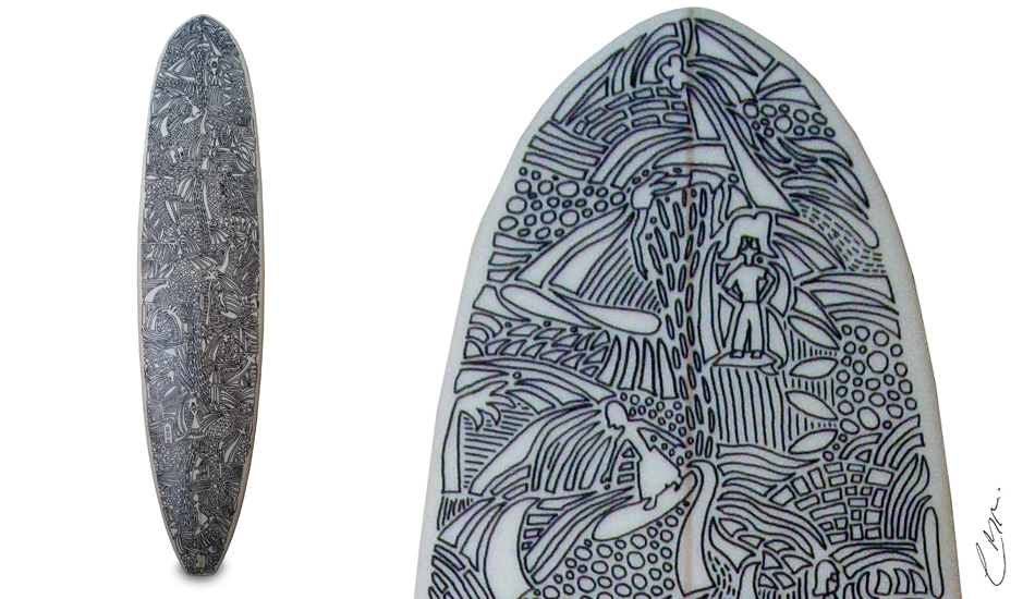 Chris Robb Art -Cronkite Beach Painted Surfboard