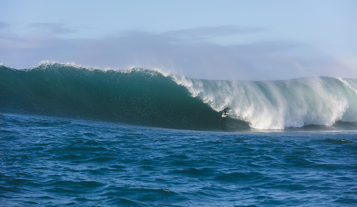 Jimi Crooks rides a barrel at a remote reefbreak near Dunedin, New Zealand.
