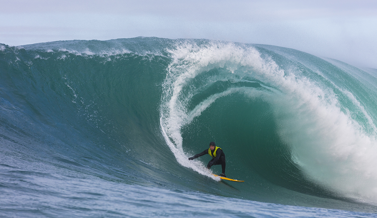 Brad Roberts finds his line at a remote reefbreak near Dunedin, New Zealand.