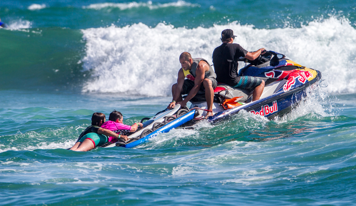 Red Bull Jet ski Towing out to the surf