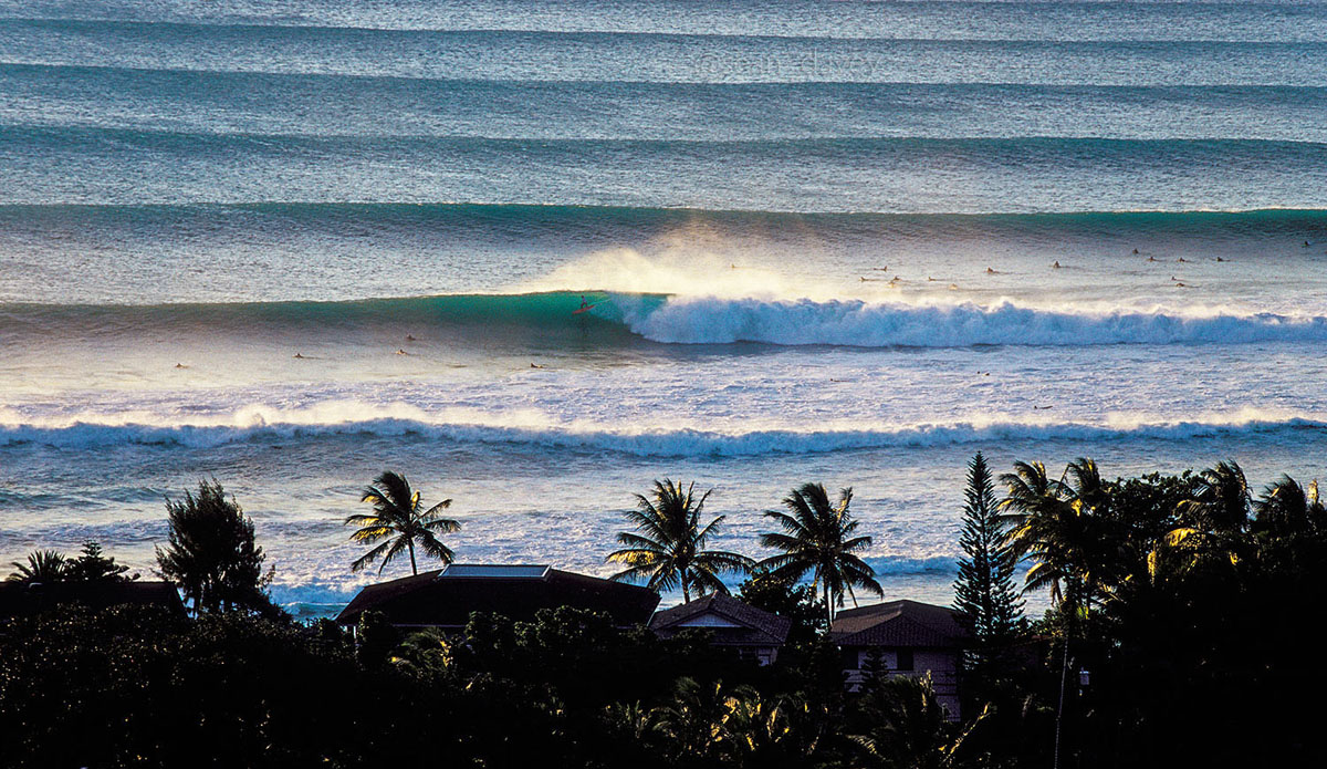overview of Sunset Point line up, Oahu, Hawaii,