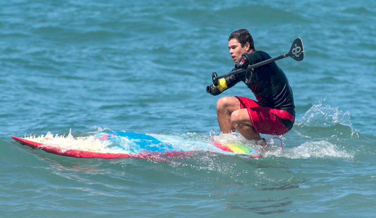 Jonas Letieri is a Brazilian surfer who lost both arms in an electrical accident uses a short board for maneuverability but its much harder to stay up on. ADDITIONAL INFO:01.0713.sc.DOUBLEAMPUTEESURFER.mg - 07/10/2016  -  MANDATORY CREDIT: MICHAEL GOULDING, ORANGE COUNTY REGISTERSpectators at this weekend\'s San Clemente Ocean Festival can expect to be inspired by Jonas Letieri, a Brazilian surfer who lost both arms in an electrical accident and has found a way to resume surfing as a stand-up paddler using specially crafted paddles he attaches to his arm stumps. He can switch from one arm to the other, as needed. He is considered the Bethany Hamilton of Brazil, and his story is inspiring.We can show how he carries the board, how he attaches the paddle and how he switches from one arm to the other while riding a wave, and how he can throw spray doing cutbacks. We will watch him train in the surf at the San Clemente Pier, where the games will be this weekend. He will compete in SUP surfing and SUP paddle racing.