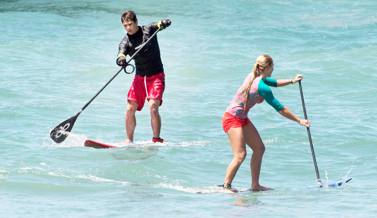 Jonas Letieri is in good company surfing with Candice Appleby, a world champion SUP paddler, north of the San Clemente pier on Monday.ADDITIONAL INFO:01.0713.sc.DOUBLEAMPUTEESURFER.mg - 07/10/2016  -  MANDATORY CREDIT: MICHAEL GOULDING, ORANGE COUNTY REGISTERSpectators at this weekend\'s San Clemente Ocean Festival can expect to be inspired by Jonas Letieri, a Brazilian surfer who lost both arms in an electrical accident and has found a way to resume surfing as a stand-up paddler using specially crafted paddles he attaches to his arm stumps. He can switch from one arm to the other, as needed. He is considered the Bethany Hamilton of Brazil, and his story is inspiring.We can show how he carries the board, how he attaches the paddle and how he switches from one arm to the other while riding a wave, and how he can throw spray doing cutbacks. We will watch him train in the surf at the San Clemente Pier, where the games will be this weekend. He will compete in SUP surfing and SUP paddle racing.