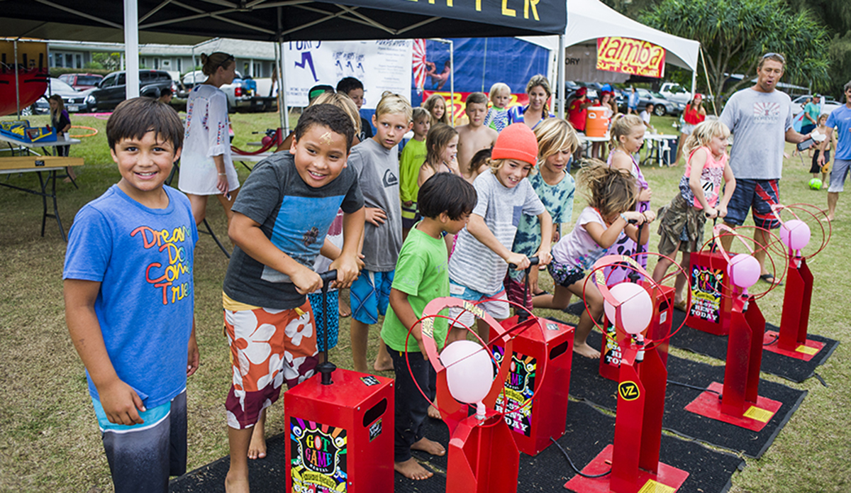 Kaua'i groms having a blast in the kids zone.
