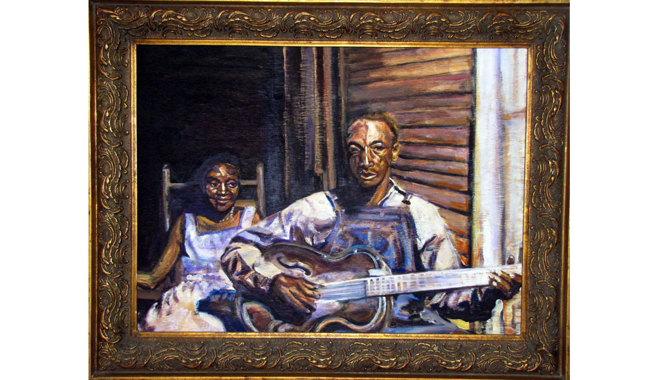 Mississippi Fred McDowel and Wife. Oil on wood.  I love blues music, and I emulate the way the old bluesmen lived their lives. Their goal was to keep playing the music they loved and to make just enough money to make it to the next gig.