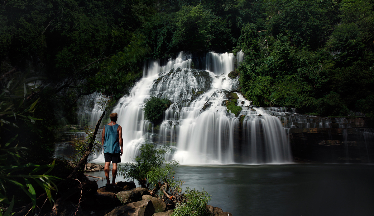 Matthew Likach taking in a waterfall. Middle, TN.