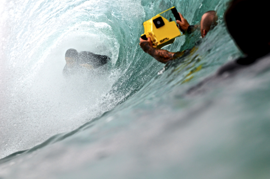 By mid-summer the lineups get crowded, and not just with surfers or bodyboarders, but with phtoogs too.