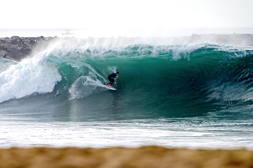 Tyler Stanaland does it all at Wedge from skimboarding to surfing. It's that familiarity which allows him to pull under the lip with such ease.