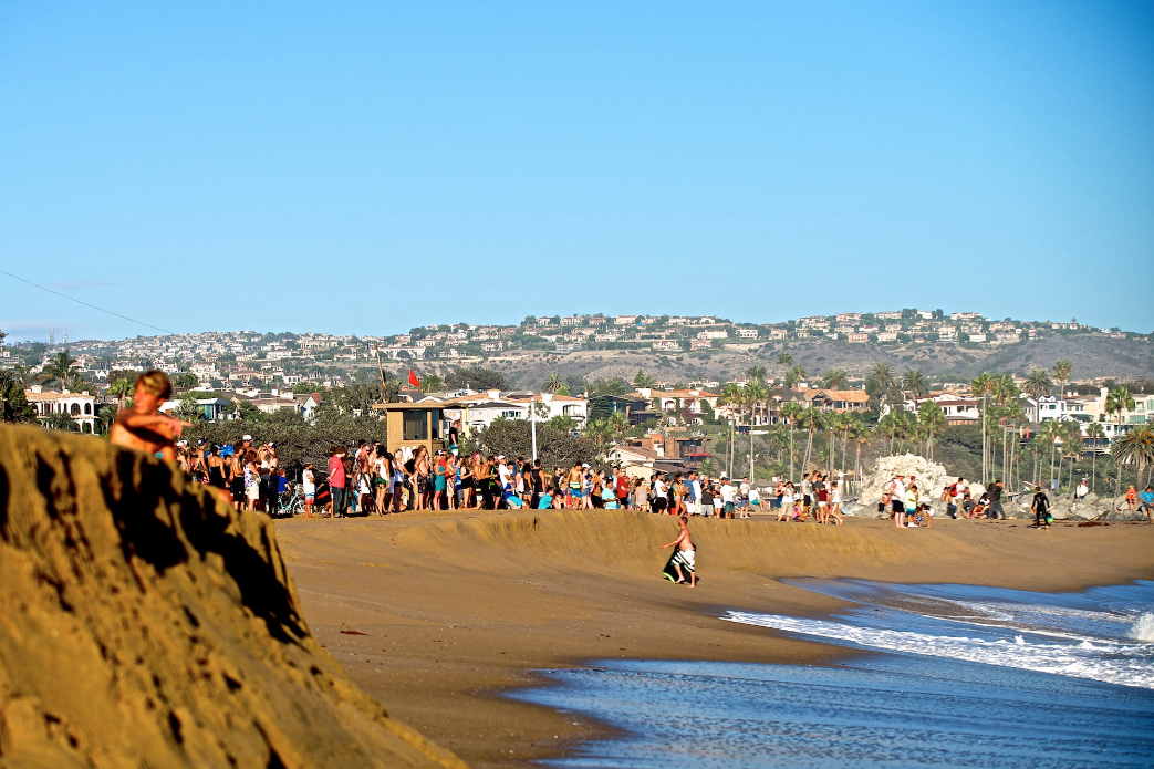 The large, pouding surf at Wedge will undoubtedly make the beach look like this again as sand moves throughout the summer, but for now the El Nino winter has seen a large amount of sand fill back in.