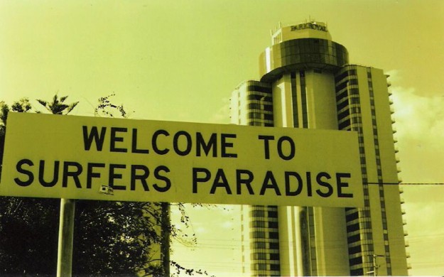 Burleigh, Currumbin, Kirra, Snapper, Duranbah—These were strange, resonant names that I recited like Catholic chants in my early surfing days in the late 70s. Photo: Barlo Surfers Paradise Sign Australia
