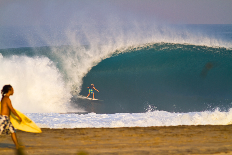 Exhibit two: Keala Kennelly towing in at Puerto Escondido, Mexico. May 2010. Photo: Ryan Struck Exhibit two: Keala Kennelly towing in at Puerto Escondido, Mexico. May 2010. Photo: Ryan Struck