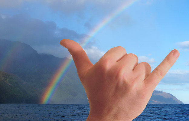 Double rainbows call for shakas and "stoke."