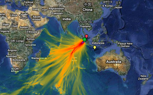 Model and Sea Level Data for the tsunami that struck Mentawai, Indonesia on October 25, 2010. Image: NOAA/PMEL/Center for Tsunami Research