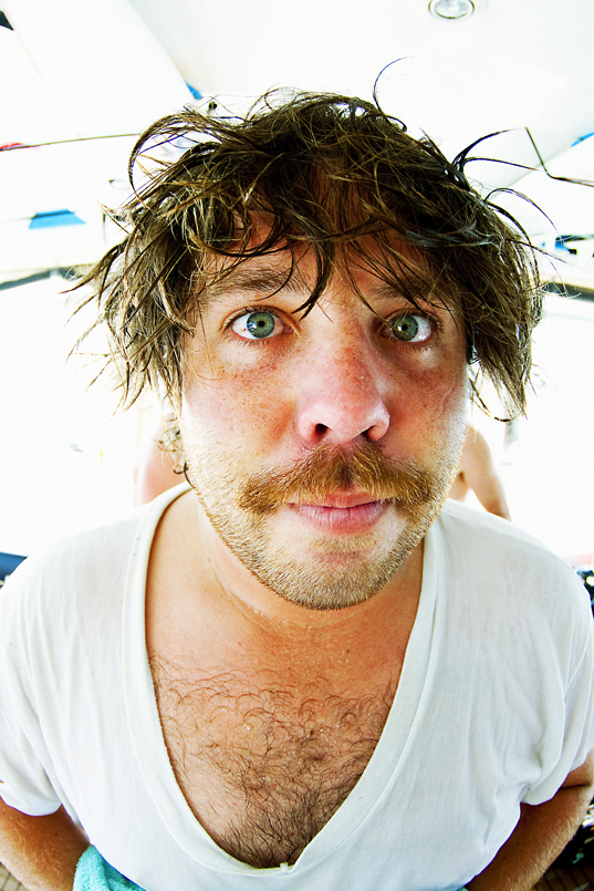 The glamorous life of a surf photographer. A day of non-stop shooting on a boat will do this to you. Photo: Jason Kenworthy The glamorous life of a surf photographer. A day of non-stop shooting on a boat will do this to you. Photo: Jason Kenworthy