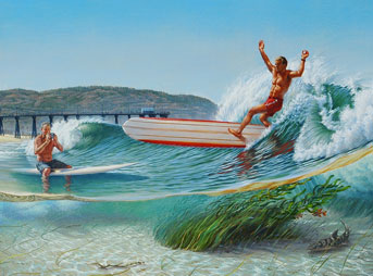 Phil Roberts Leroy Grannis Longboarding Surf Cartoon
