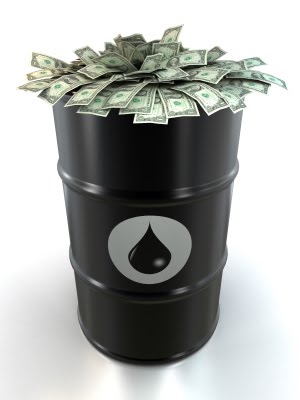 oil barrel and cash