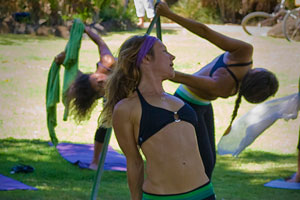 Rochelle Ballard provides yoga instruction for Keep a Breast.