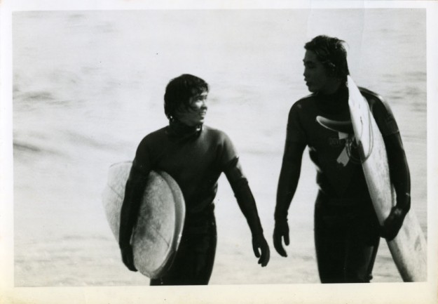 Japan's pioneering, cold-water souls: Noboru Tagawa and Kasagi Hajime. Photo: Kasagi Hajime Japanes Surfers Noboru Tagawa Kasagi Hajime Cold