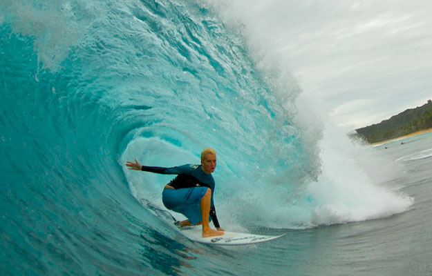They were calling it the best Pipeline in ten years: perfect second reef Pipe with offshore winds. We later called that perfect swell "The Andy Swell." Photo: Anthony Walsh Keala Kennelly Barrel Backdoor Pipeline