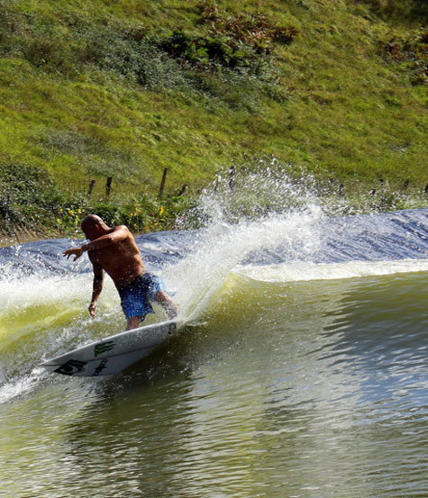 Bobby Martinez tests the waters at the Wavegarden. Photo: Wavegarden Bobby Martinez surfs Wavegarden