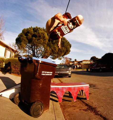 Zoltan, over the trash can. Zoltan skateboard trashcan kickflip