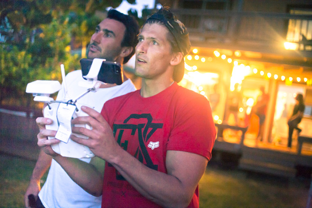 Surfing's elite either filming barrels or fighting crime. Photo: Justin Jay