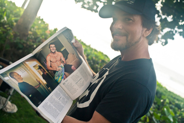 Rockstar Eddie Vedder on site to support surfing's rockstar. Photo: Justin Jay