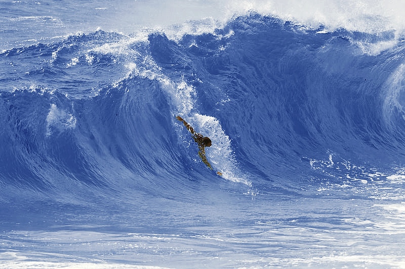 Bodysurfing is no joke. The author, Kenji Croman, getting it done.