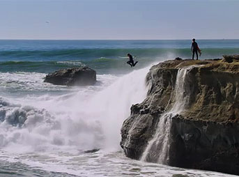 Mavericks Cliff Jump Surf