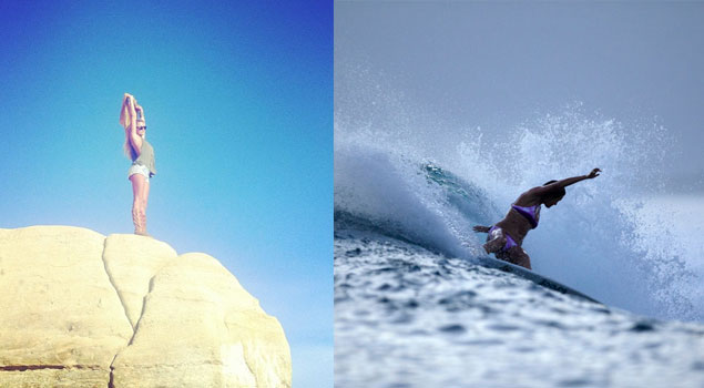 Alana Blanchard achieves the duality of model/athlete with the best of them. Photo (L) alanarblanchard Instagram (R) Clare Plueckhahn Alana Blanchard Sexy Surf