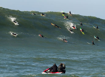 Behind the Scenes images from the making of Chasing Mavericks.
