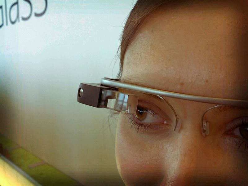 An up-close look at Google's Project Glass. Photo: Wikipedia/Antonio Zugaldia