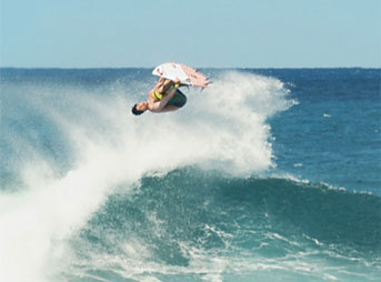 Gabriel Medina lands a backflip on North Shore.