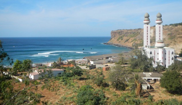 A large Mosque overlooks a traditional fishing village and one of the best waves in Dakar. Image: Persaud A large Mosque overlooks a traditional fishing village and one of the best waves in Dakar. Image: Persaud