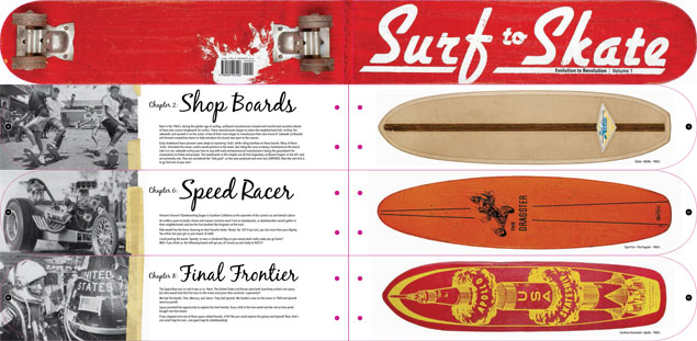 The Book: Die-cut in the shape of a vintage skateboard.