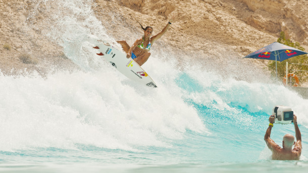 Dubai is a heck of an out-of-the-way destination to learn to nail an air reverse, but, hey, we're not judging. Sally Fitzgibbons likens it to surfing on Mars.
