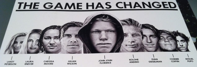 The Hurley Surf Team: John John Florence, Julian Wilson, Kolohe Andino, Carissa Moore, Evan Geiselman, Laura Enever, Conner Coffin, Lakey Peterson, and Miguel Pupo. Where's Simpo? The Hurley Surf Team: John John Florence, Julian Wilson, Kolohe Andino, Carissa Moore, Evan Geiselman, Laura Enever, Conner Coffin, Lakey Peterson, and Miguel Pupo. Where's Simpo?