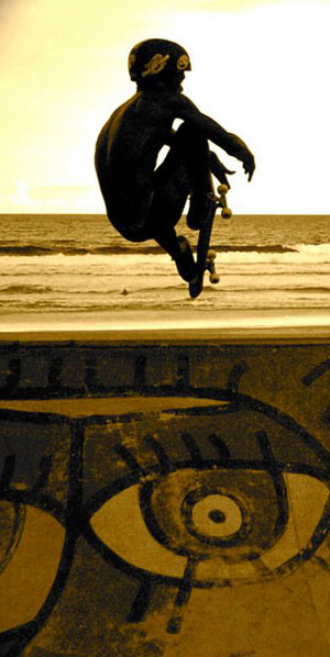 Manteiga - or "Butter" - boosting out of the new Creme skate bowl, a happening spot on Tiririca Beach. Photo: Surf Channel/Shannon Q Manteiga - or "Butter" - boosting out of the new Creme skate bowl, a happening spot on Tiririca Beach. Photo: Surf Channel/Shannon Q