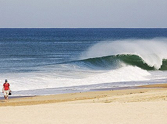 A French beauty barrels through on a groomed beach break. Photo: Mike Smolowe
