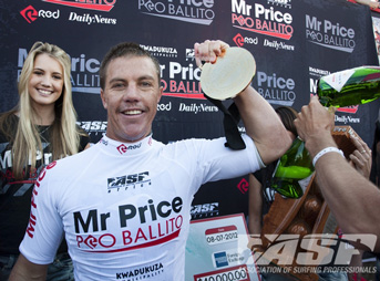 Winner of the 2012 Mr Price Pro Ballito, Glenn Hall is currently couch bound, but will be ready to contend for more titles in six weeks. Photo: ASP/Cestari/Mr Price