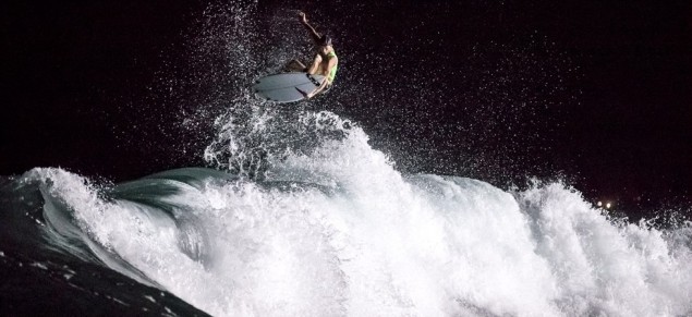 Sebastian Zietz at the Oakley Bali Pro night surf session. Photo: Hennings
