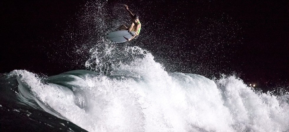 Sebastian Zietz at the Oakley Bali Pro night surf session. Photo: Hennings