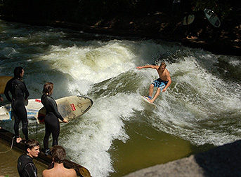 river surfing, Eisbach River, Germany