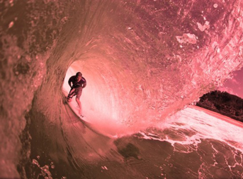 Sebastian Zietz cruising through a red barrel no-handed in a new Oakley movie out now! Photo: Oakley