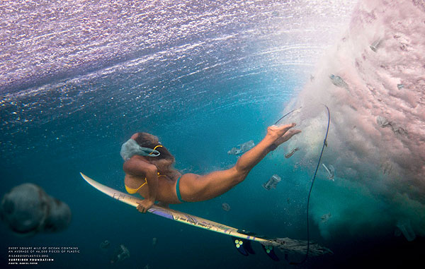 surfrider_underwater Protect the ocean. It's the only one we have and keeping it pristine means not having to swim amongst the trash. Photo: Daniel Fryer