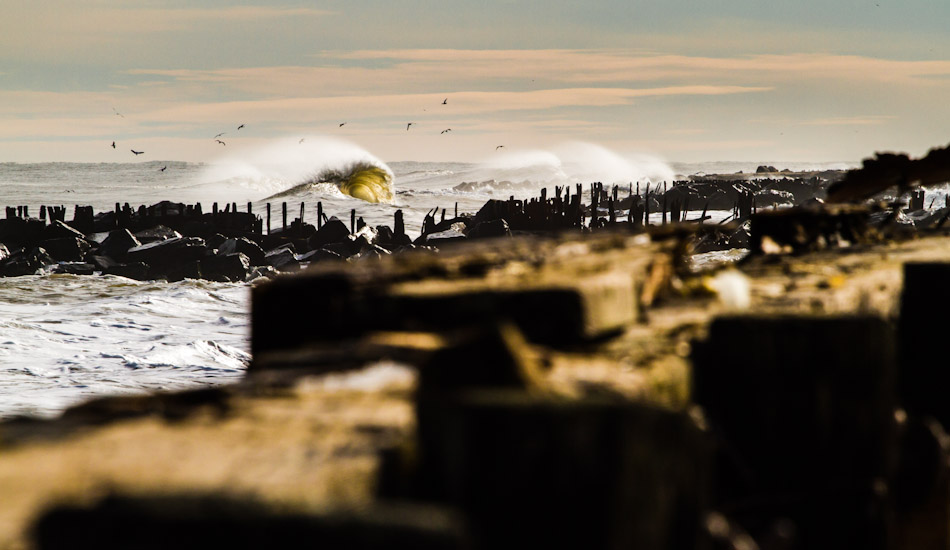 A Deal, NJ landscape with a backwash wave opening up.