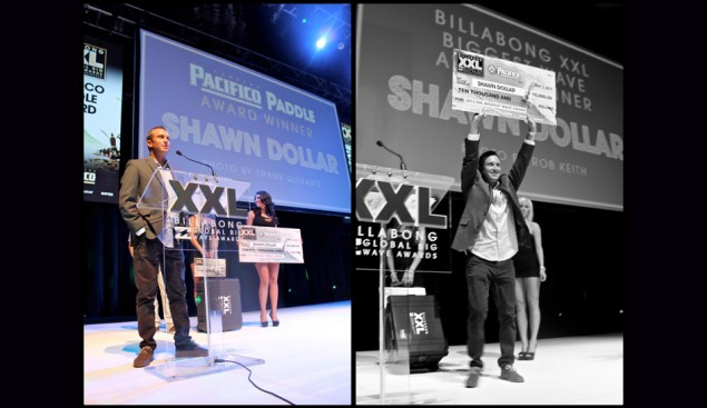 Shawn Dollar took home two Billabong XXL Big Wave Awards this year along with Guinness World Record. All for one amazing wave. Image: Green