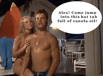 "Alex, come jump in with us!" Occy calls through his greasy shimmer, his voice riddled with poorly-hidden passion. The scene moves on with Rick ignoring him and running down to the sea. "We had a connection," he mumbles into the tub full of hot oil.
